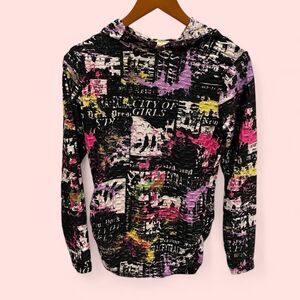 Y2K thick mesh grafitti hoodie top NYC